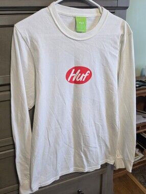 Huf White Long Sleeve Tee with Red Logo